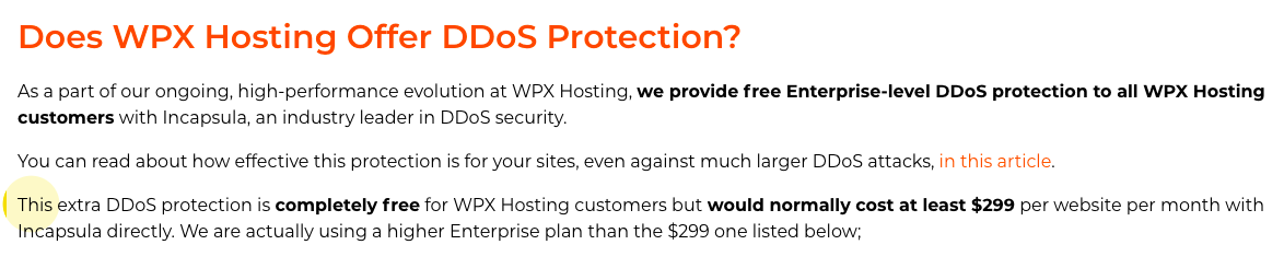 WPX hosting ddos protection